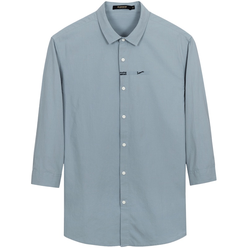 千纸鹤男装七分袖衬衫外套2020春季新款潮流舒适休闲衬衣男10309