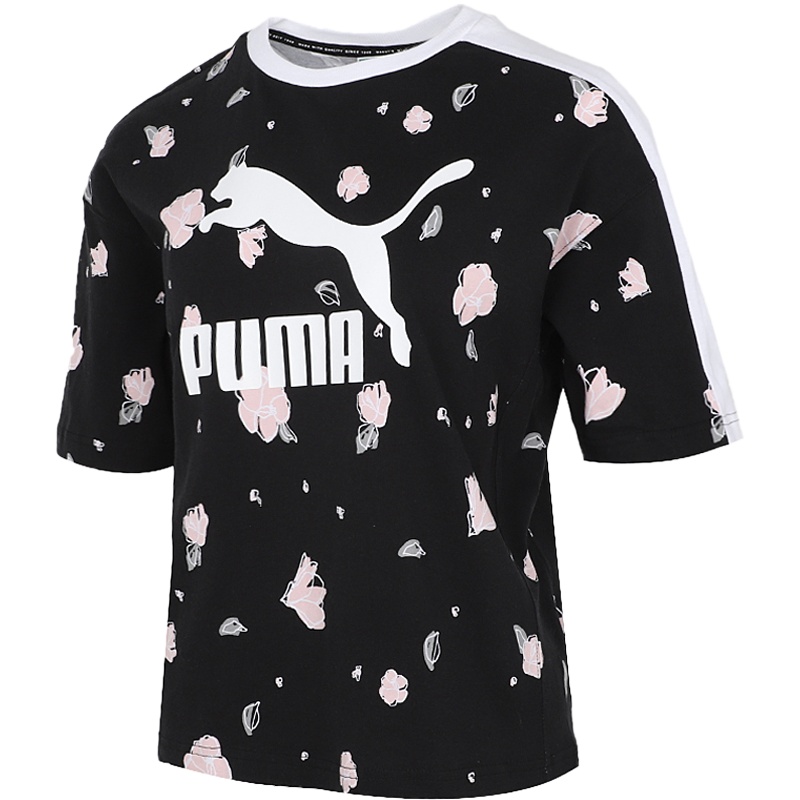 Puma彪马女2021夏季新款运动上衣圆领花卉印花运动T恤532043