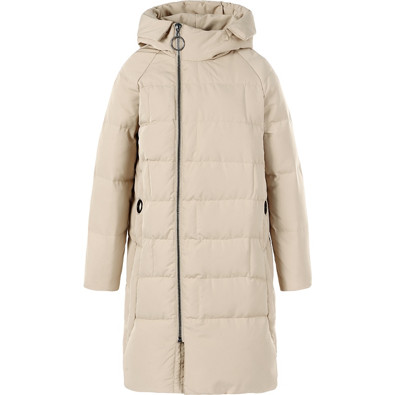 ERAL/艾莱依O2O2018冬新款斜襟立领羽绒服女连帽外套