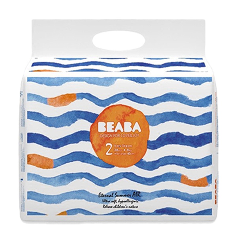 Beaba碧芭宝贝盛夏光年尿不湿婴儿纸尿裤【s码】 0.2cm超薄透气纸尿片 纸尿裤S-38片 （4-8kg)