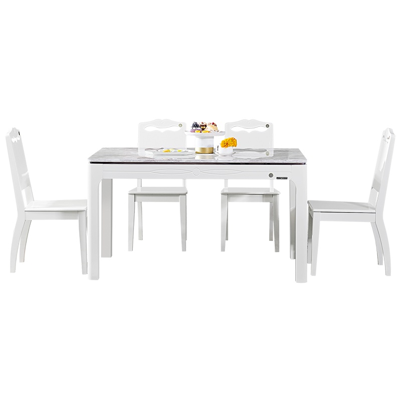 全友家私简约餐厅家具长方形餐桌椅组合大理石纹4椅6椅120329S