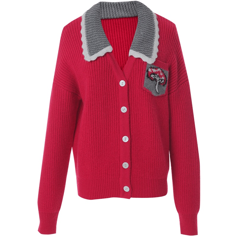 欧昵雪冬装减龄半开领针织外套女显瘦长袖开衫毛衣