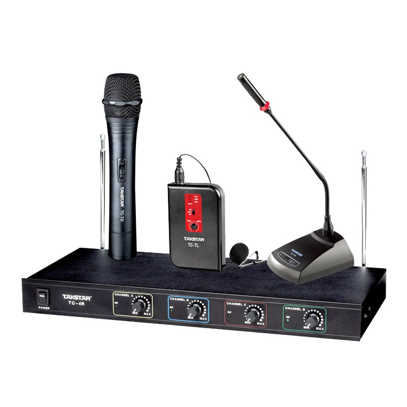 得胜 TC-4R 一拖四VHF无线麦克风 双手持双腰挂(领夹) HHPP 50米稳定接收 自带防啸叫