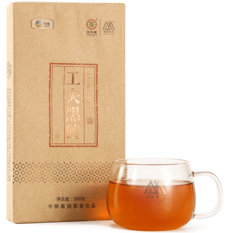 中茶 百年木仓 湖南安化黑茶 黑砖茶 工夫黑砖 888g