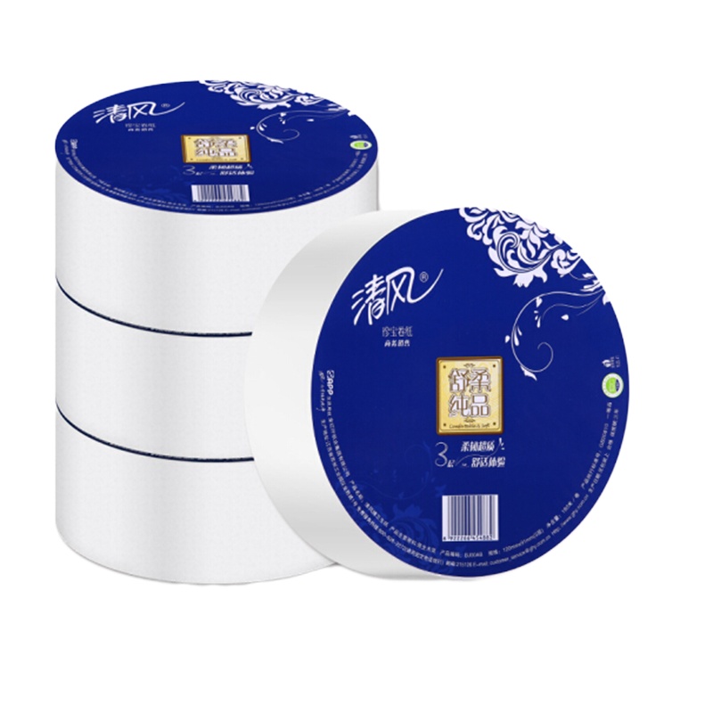 清风 BJ00AB 舒柔纯品3层平纹珍宝卷纸120*91 180米/卷 12卷/箱