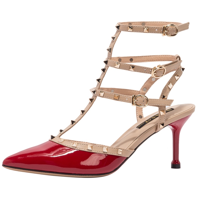 St&Sat/星期六新款丁字式扣带优雅尖头高跟中空女凉鞋SS03114040