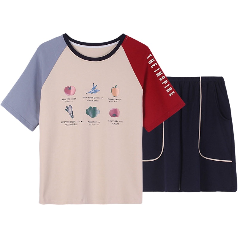 俞兆林睡衣女夏季薄款纯棉短袖短裤两件套韩版清新家居服套装可外穿女