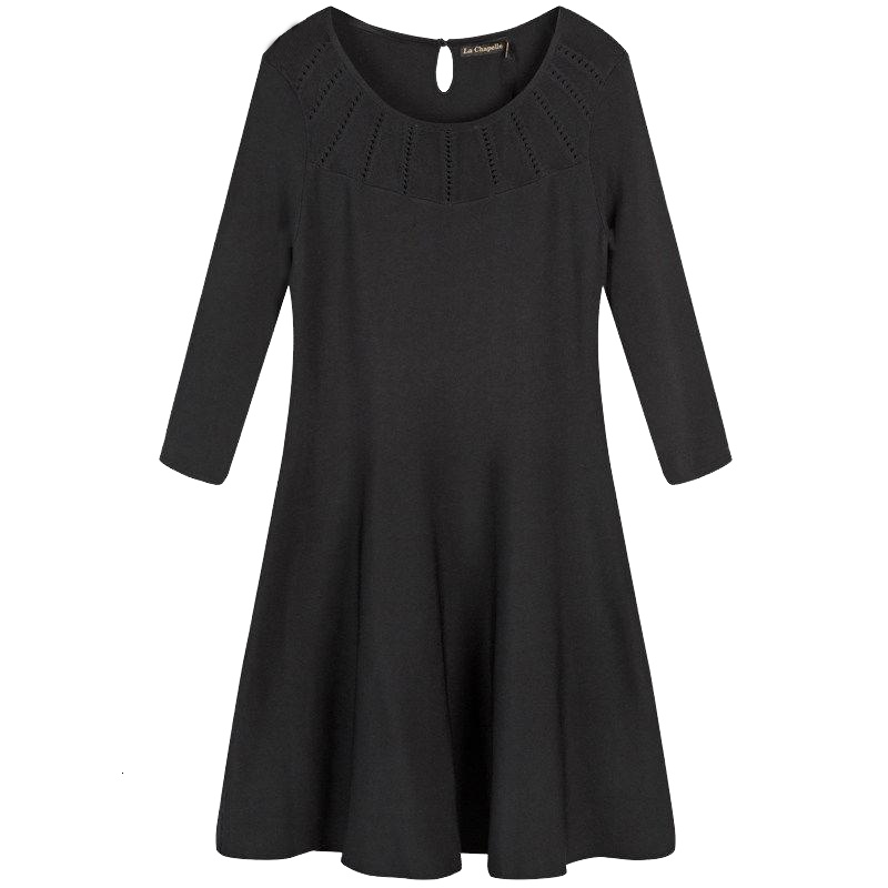 拉夏贝尔秋季女装新款韩版百搭修身显瘦时尚长袖连衣裙女10013323