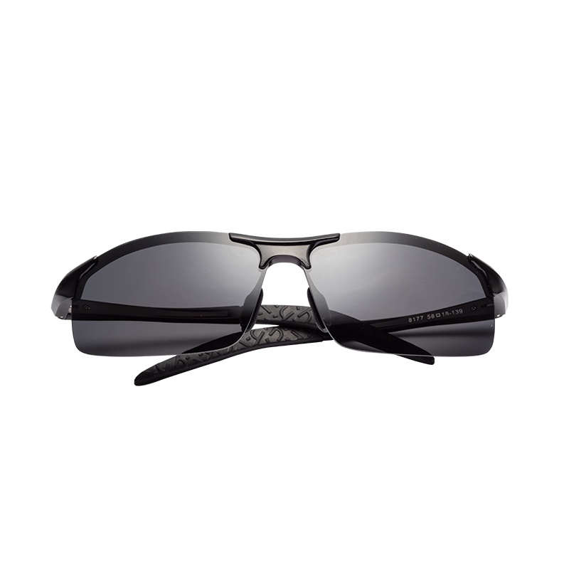 博利良品男士偏光太阳镜 司机专用护目镜户外墨镜 开车骑行运动铝镁眼镜黑灰BL707