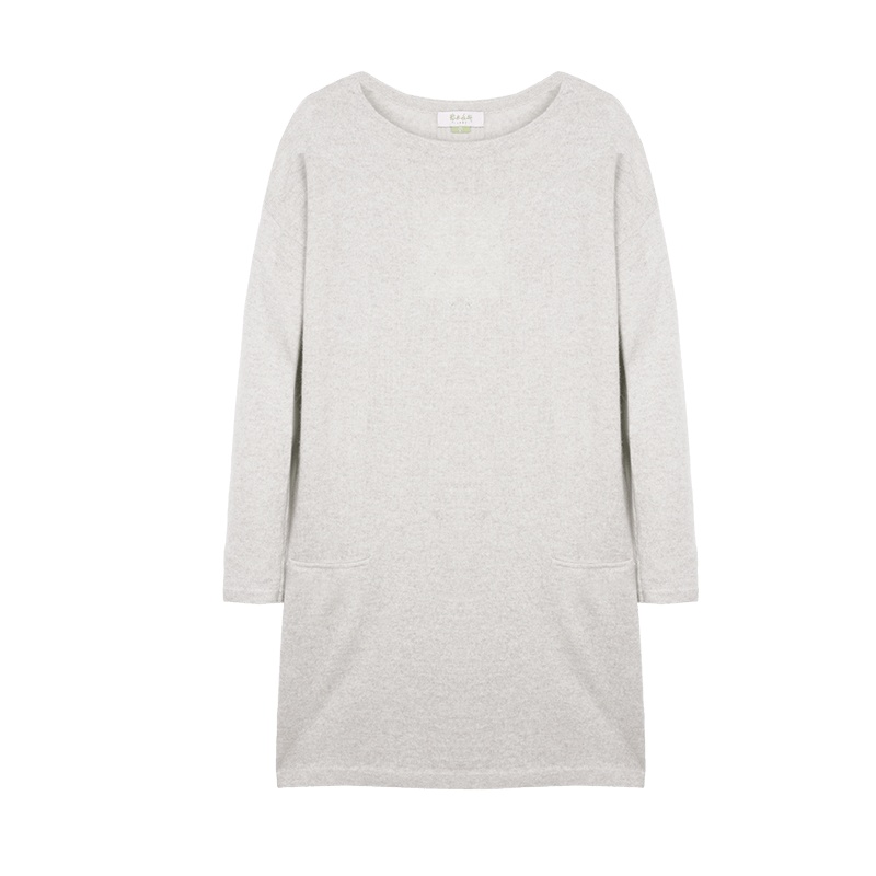 鄂尔多斯ERDOS 一字领秋冬厚款侧缝开叉简约羊绒衫女士针织衫/毛衣