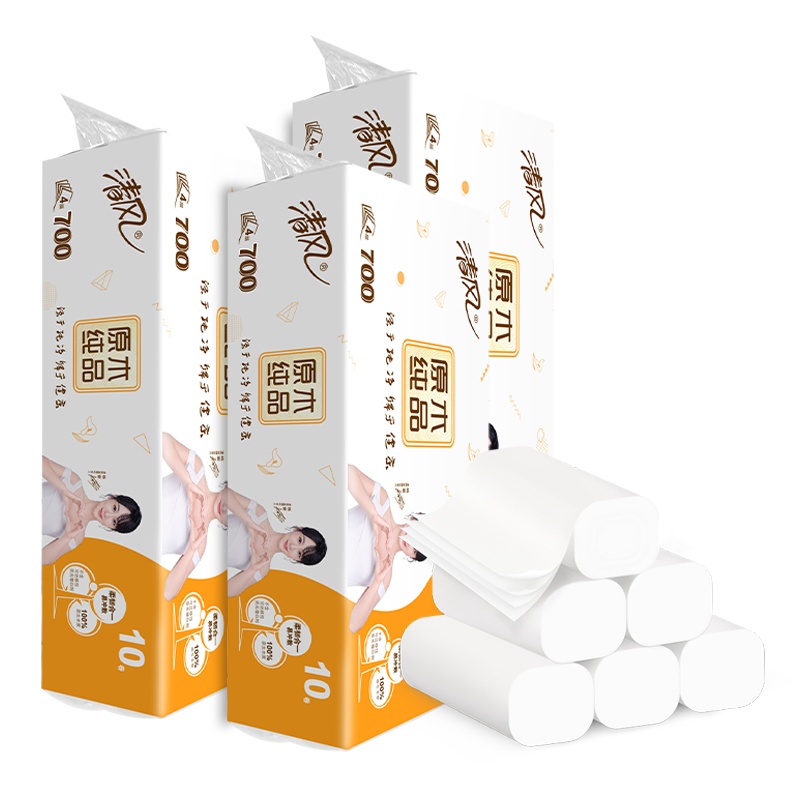 清风 卷纸 原木纯品系列 4层70克30卷 无芯卷纸 卫生纸 厕纸