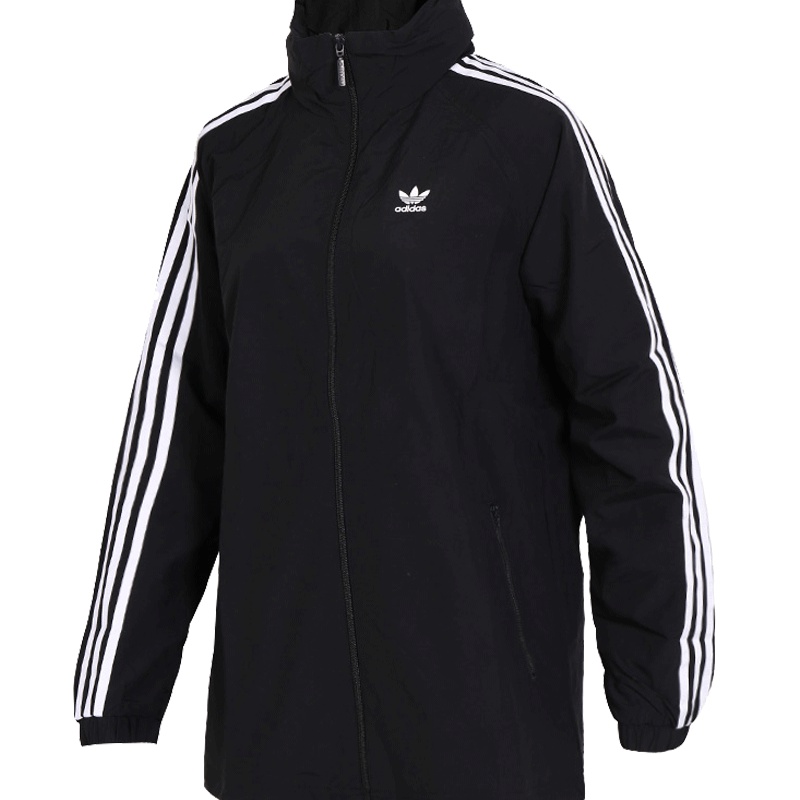 阿迪达斯三叶女装2019春新款运动服休闲连帽防风外套夹克CE5604
