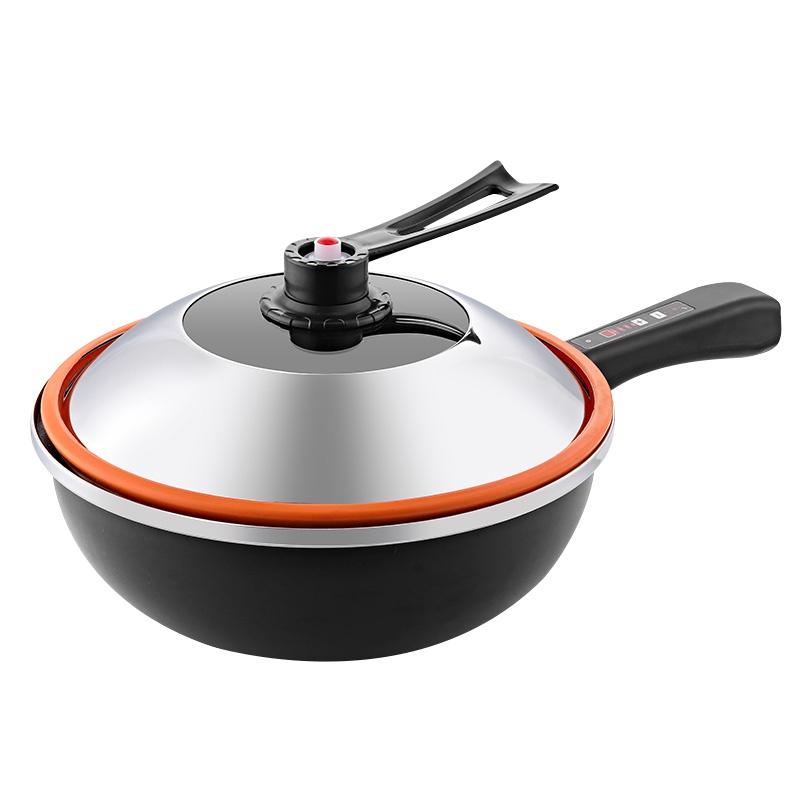 [新品冲量]龙力多功能电炒锅 不粘锅电煮锅双层电热锅加厚电火锅插电炒锅电炒菜锅电蒸锅电热锅一体锅太空锅 触控版