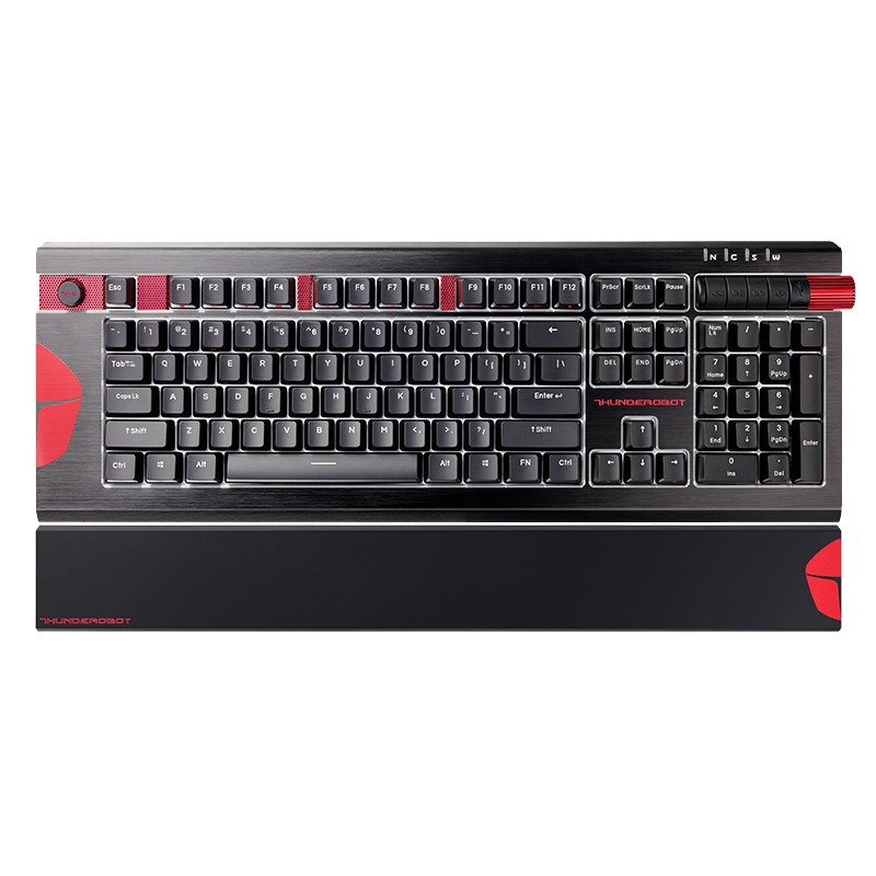 雷神K85C 天启机械键盘 青轴黑色 德国Cherry 1680万色 RGB灯光 PBT键帽 104键 吃鸡有线键盘