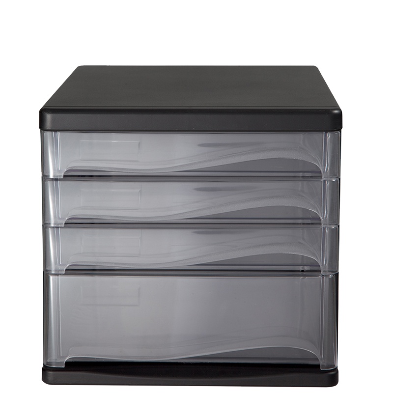 齐心 COMIX B2246 塑胶文件柜 四层 黑色/灰/蓝