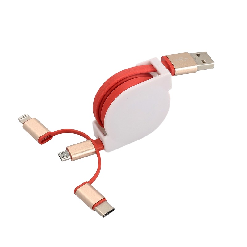 乐默 三合一伸缩数据线 LCB-117 多彩透明款白壳款充电线 1M（单位;条）