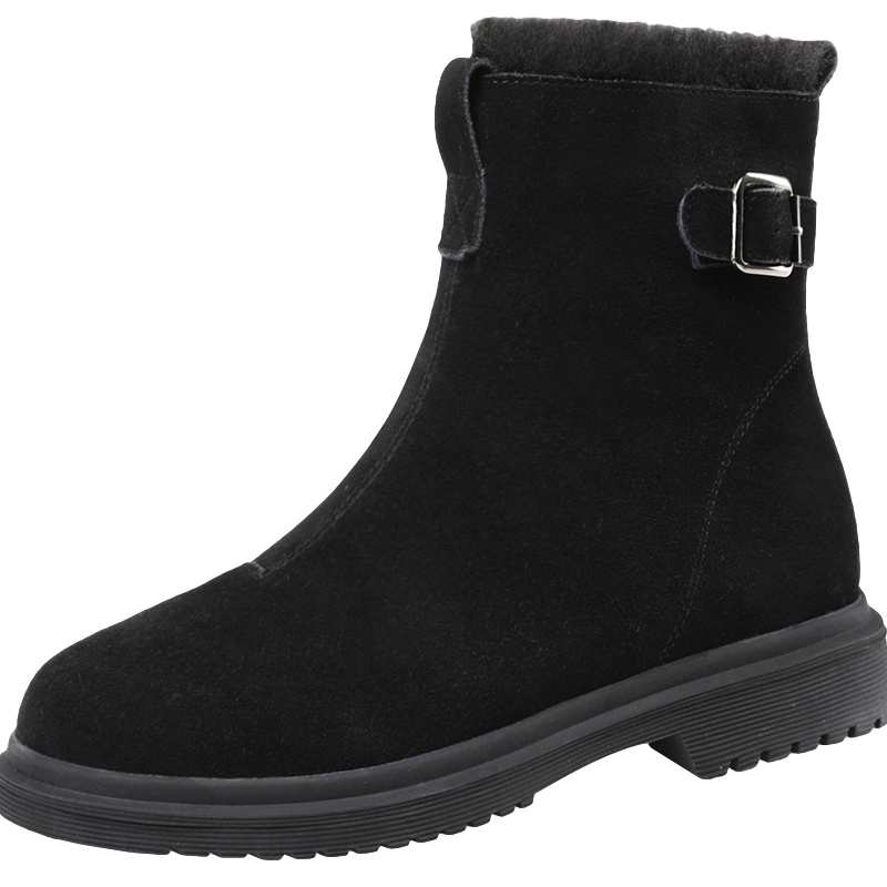 公猴雪地靴女加绒真皮冬靴2020冬季新款中筒棉靴保暖棉鞋加厚