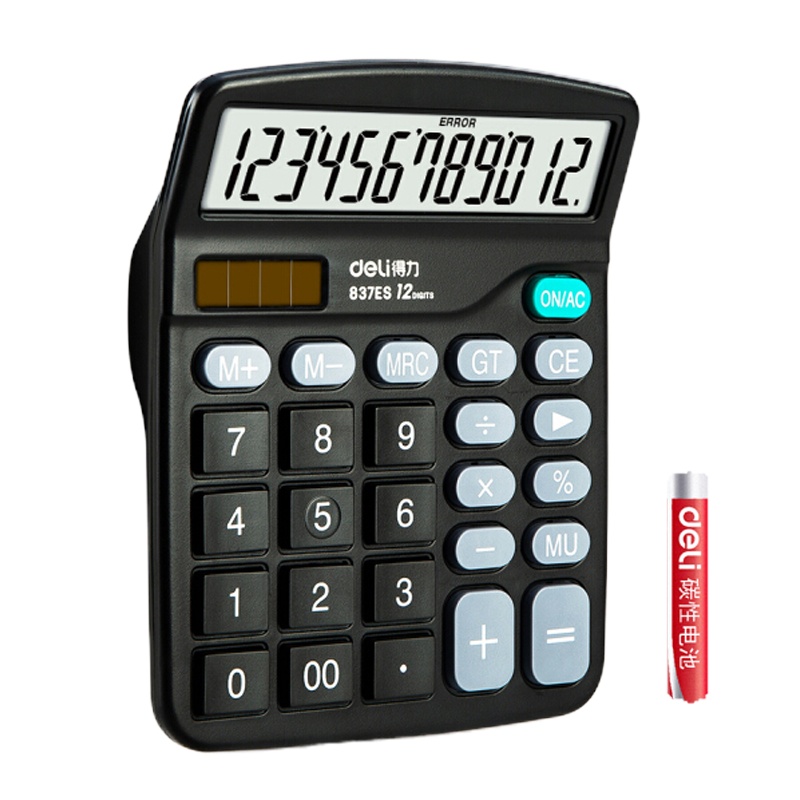 得力(deli) 837ES 双电源桌面办公计算器 12位大屏幕桌面计算机