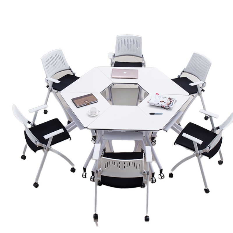 顶鸿DH-HY0376简约办公桌单人桌菱形拼接会议桌课桌椅 六边形拼接组合