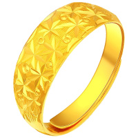 翠绿 黄金戒指 足金999女款满天星活口戒子 金重约3.3-3.4g A01000021097