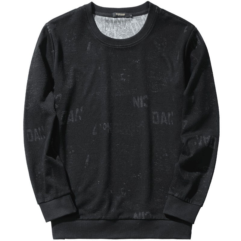 千纸鹤男装圆领卫衣男2019春秋新款运动外套长袖印花上衣潮15173