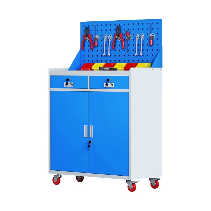 永格重型工具柜车间维修工具车可移动收纳柜可定制蓝灰色二抽 加厚款工具柜