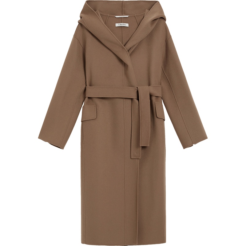 麦丝玛拉 S MAX MARA 女士绵羊毛连帽长款大衣外套SVEZIA
