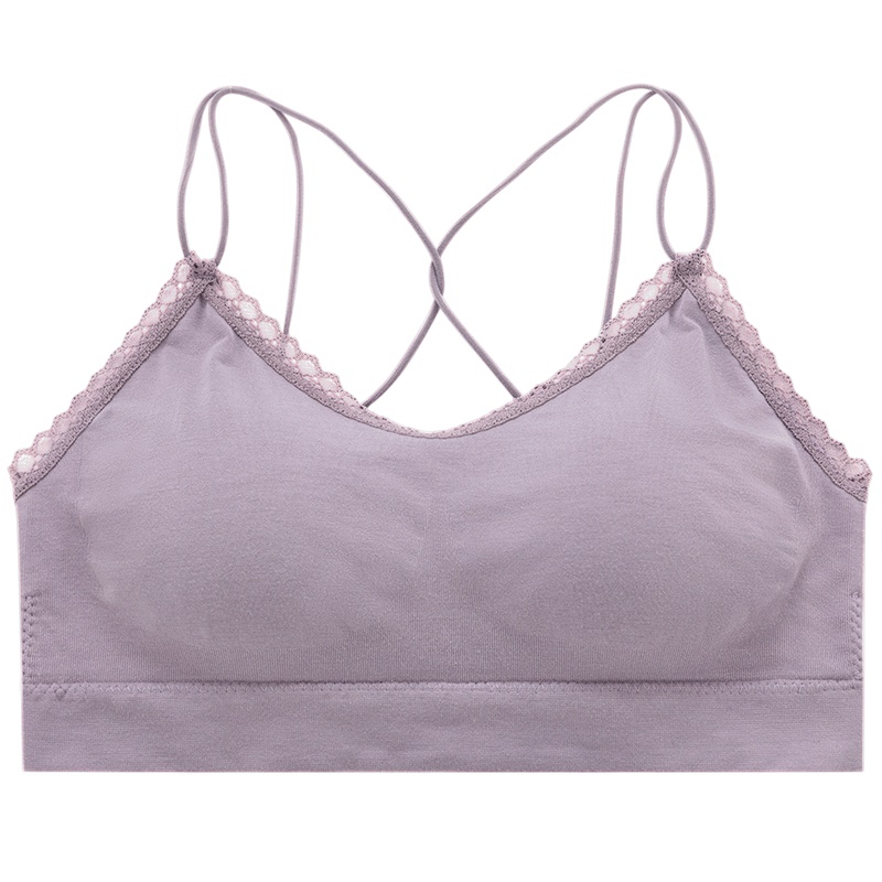 茵曼内衣 舒适简约美背柔美蕾丝花边掌纹杯抹胸9891431038