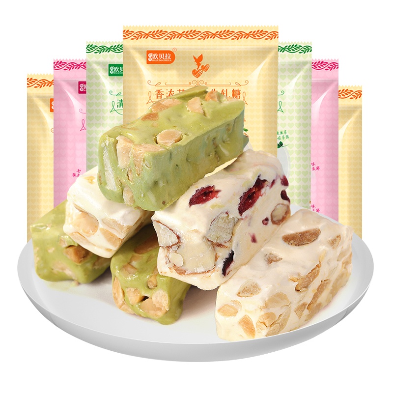 [满88减50元]欧贝拉情话牛轧糖花生味500g手工咸味牛扎糖婚庆喜糖果小零食散装批发