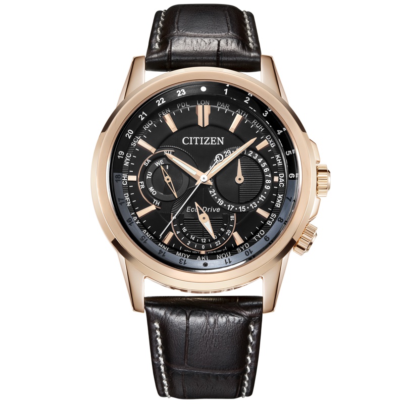 西铁城(CITIZEN)手表男日本100米防水蓝宝石玻璃镜面光动能小牛皮表带时尚商务休闲运动男表BU2023-12E