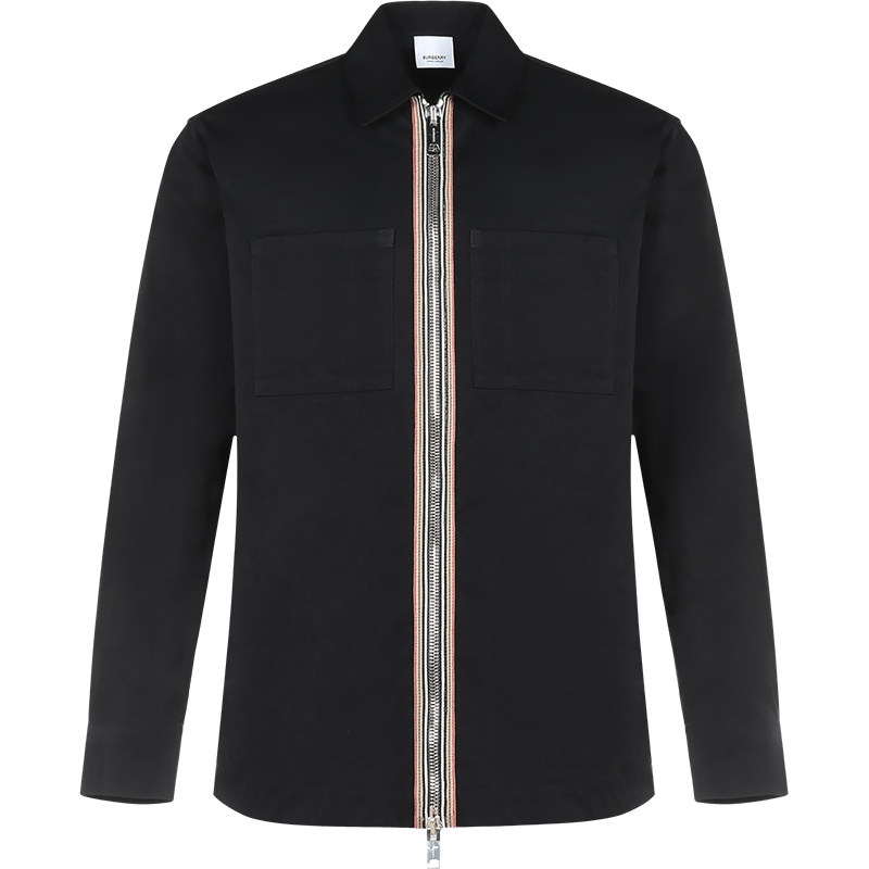 BURBERRY 博柏利 男款 锦纶条纹装饰拉链衬衫外套 80335801