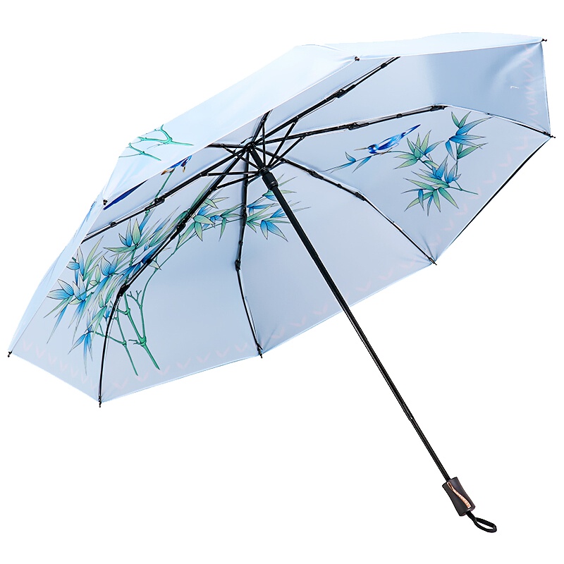 天堂伞 晴雨伞太阳伞遮阳伞三折黑胶防晒伞双层伞 竹韵13703E