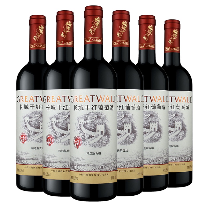 长城干红葡萄酒华夏葡园精选级解百纳750ml*6支红酒整箱装