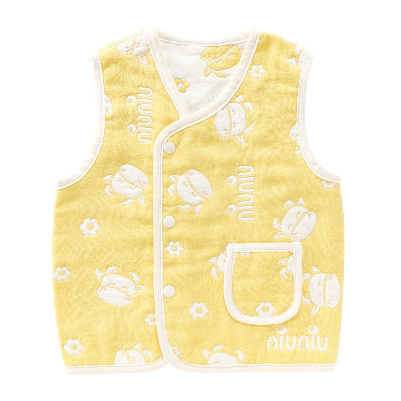 Curbblan卡伴婴童马甲背心新生儿男女通用棉质保暖婴儿马甲提花纱布婴儿马甲柔软亲肤透气四季款背心适合0-3岁