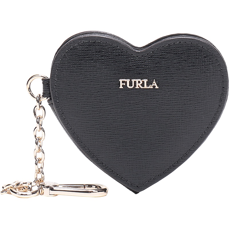 FURLA 芙拉 女士黑色皮革化妆镜子钥匙扣挂饰 993054 R RS20 B30