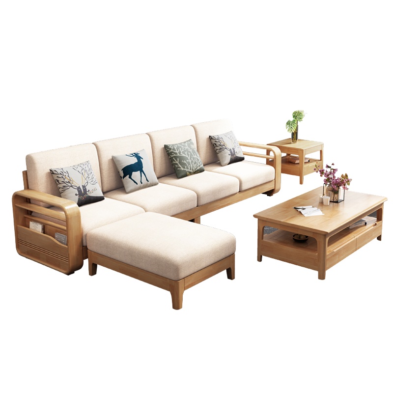 一米色彩 沙发 实木沙发组合左转角右贵妃单双三人位大小户型布艺可储物 客厅家具