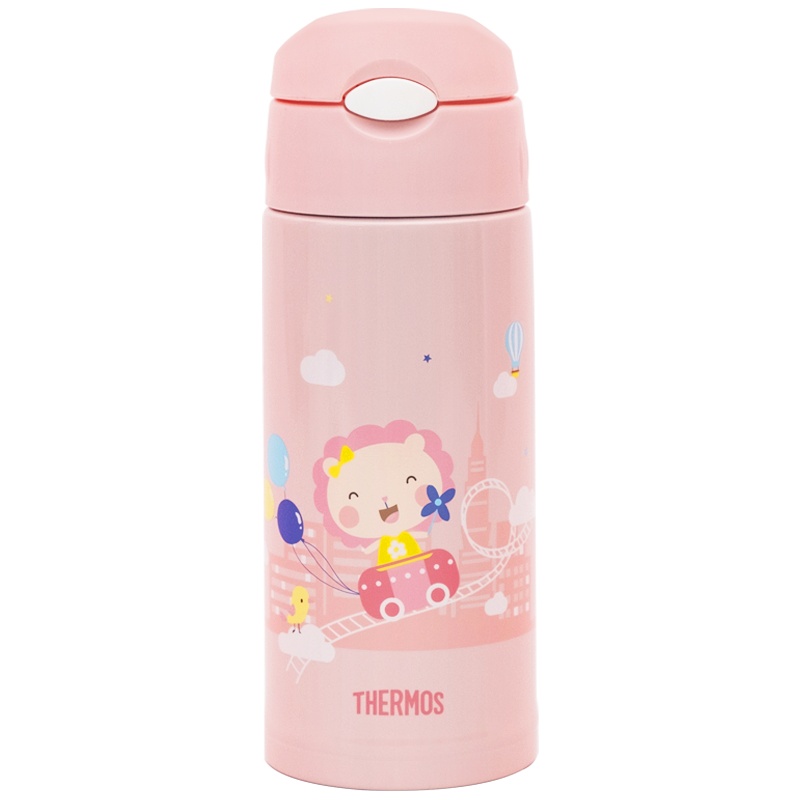 膳魔师(THERMOS)保温杯TCKG-603WF-PK 儿童吸管杯带杯套双盖大容量儿童水杯多功能保温壶 600ML