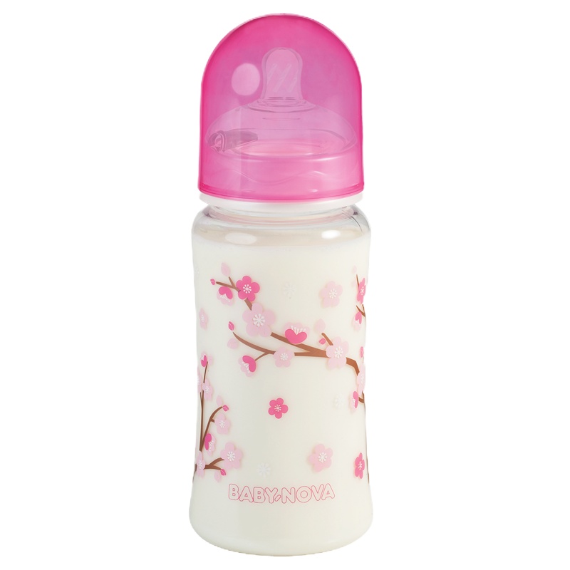 Baby-Nova婴乐之星婴儿宽口PA奶瓶-300ml（81005-粉樱花）