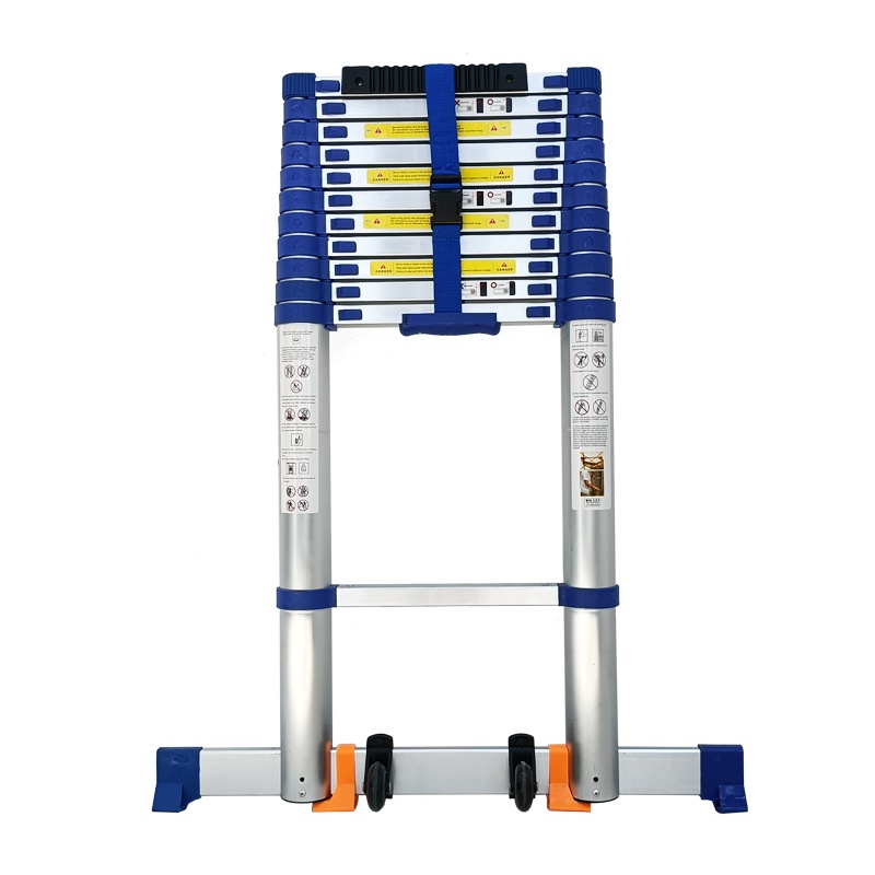 加多奇升级款带垫圈带平衡杆蓝色单梯加厚铝合金伸缩梯