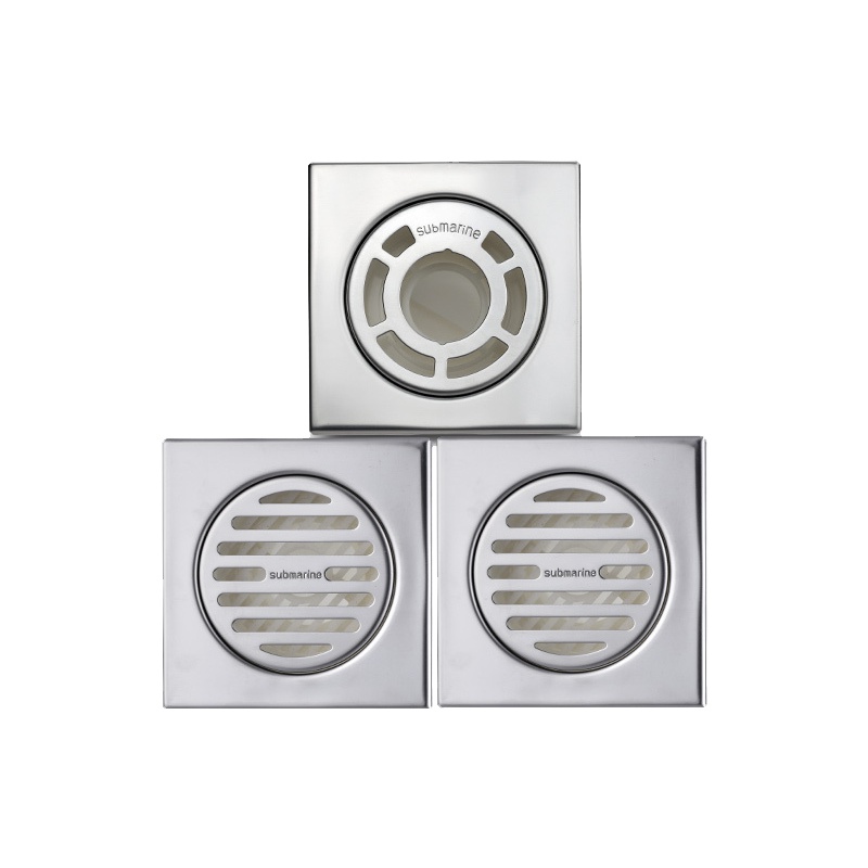 潜水艇地漏防臭不锈钢ABS主体防虫防臭原位地漏套装经济款