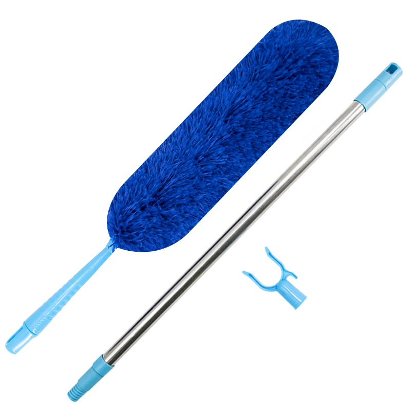 海斯迪克 HKZ-8 鸡毛掸子 除尘扫灰可伸缩毯子大扫除清洁神器禅子 除尘掸子 蓝色+杆子+衣叉头
