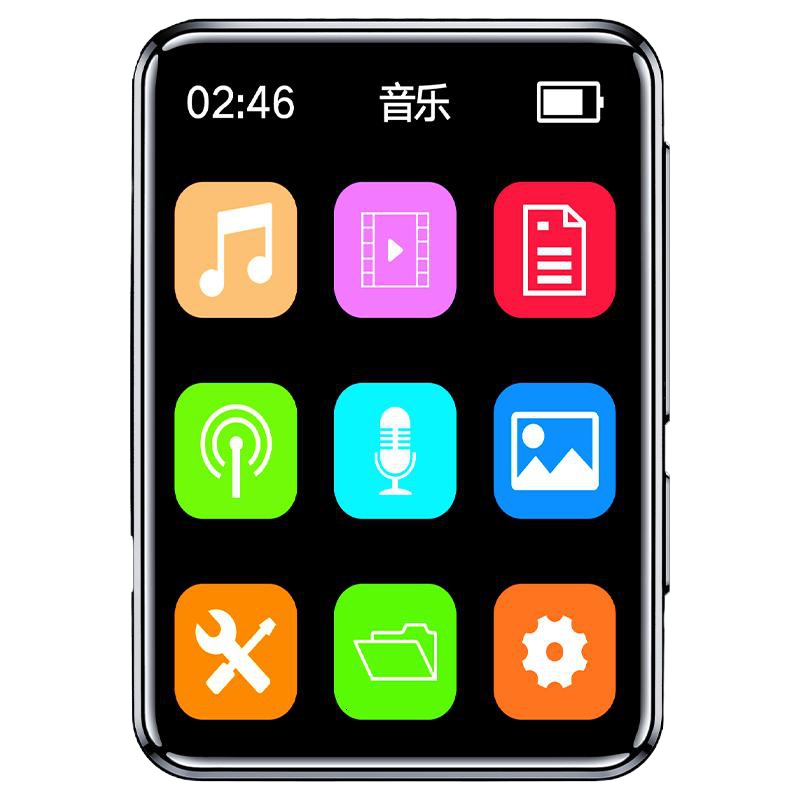 全面触摸屏mp3小型便携式播放器mp4学生蓝牙版小巧mp5m 金属黑【全面触摸屏+5.0蓝牙+双磁外放】 官方标配
