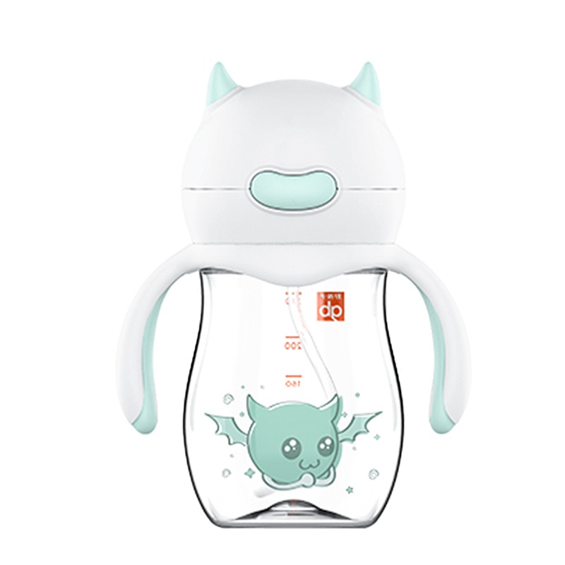 好孩子gb天使饿魔TRITAN吸管训练杯带握把带重力球320ml 粉色 适合9个月以上宝宝