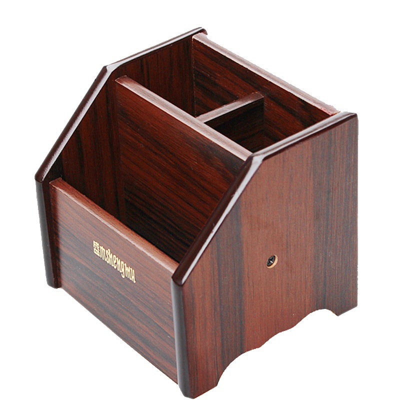 盛木(shengmu)SM-6003笔筒 木质笔筒 简易笔筒 桌面笔筒 防红木礼品笔筒 办公用品 (棕色)笔筒/笔袋