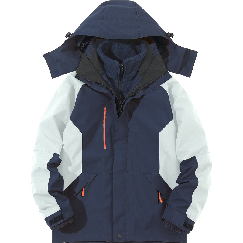 户外冲锋衣男女春秋款潮牌三合一可拆卸闪电客防水防风加绒加厚冬季外套