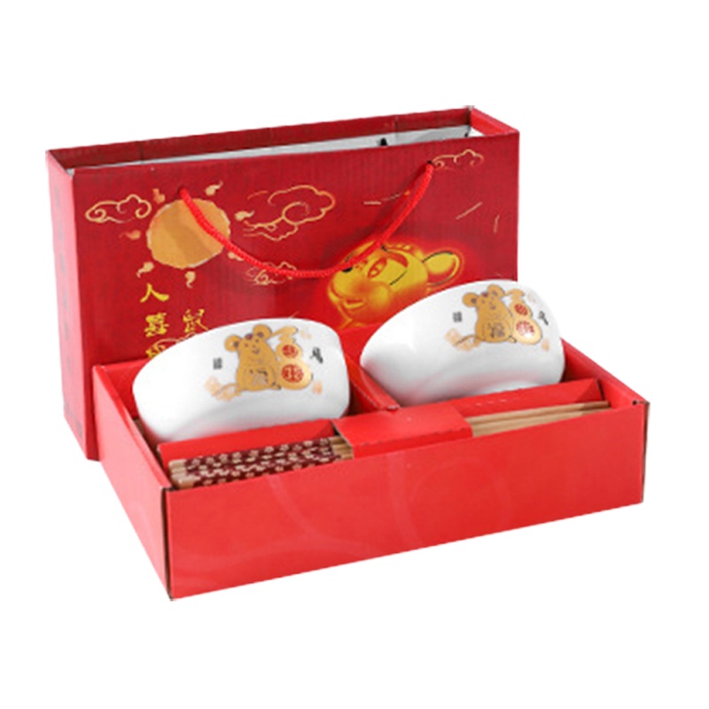 拓牌 陶瓷餐具套装 陶瓷碗筷套装 2碗2筷礼盒套装 400套起购