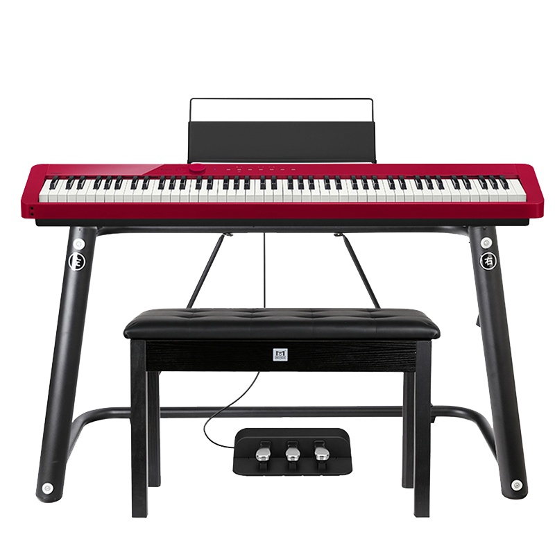 卡西欧（CASIO）电钢琴PX-S1000RD红色 纤薄便携时尚88键 智能触屏 （单机+时尚架+三踏板）