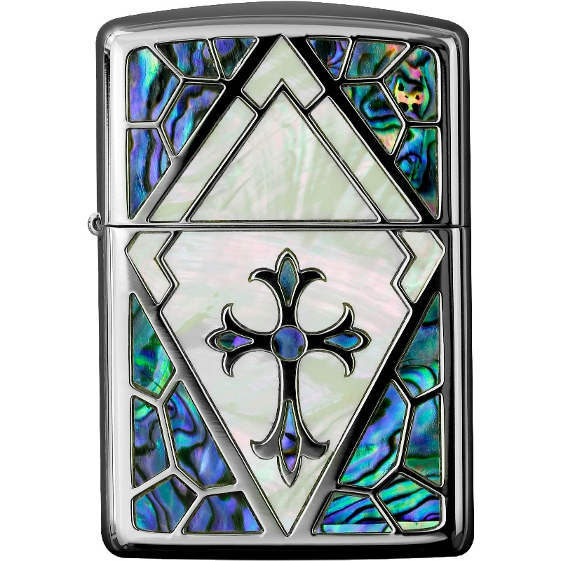 美国ZIPPO打火机 芝宝 万有引力贝壳镶嵌盔甲机原装男士