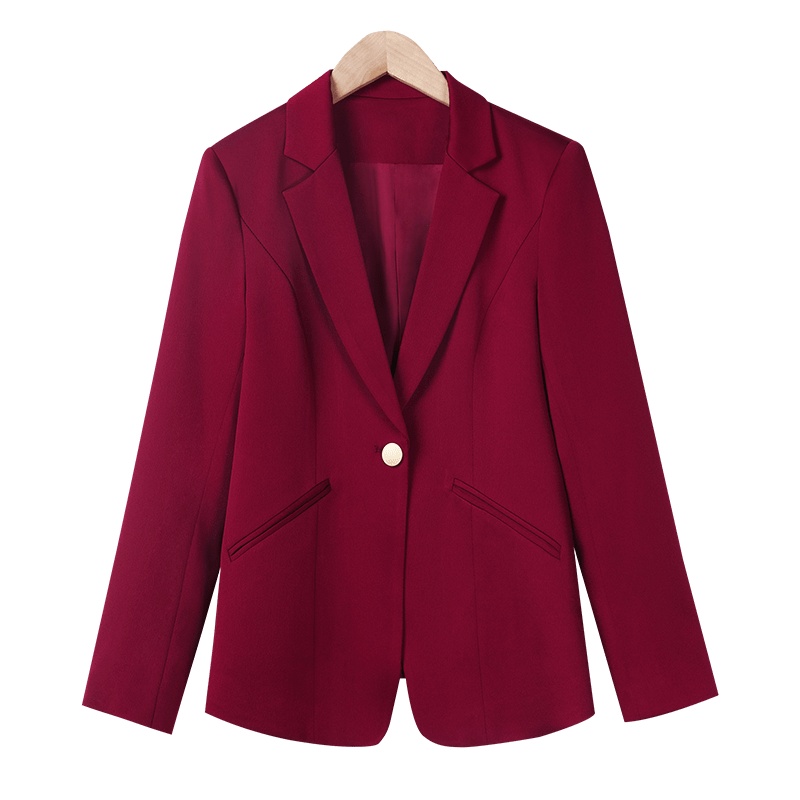 晩白 新品通勤气质百搭简约纯色经典一粒扣西装外套上衣女