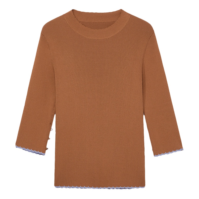 2019爱居兔秋季女装细腻纹理中袖针织衫